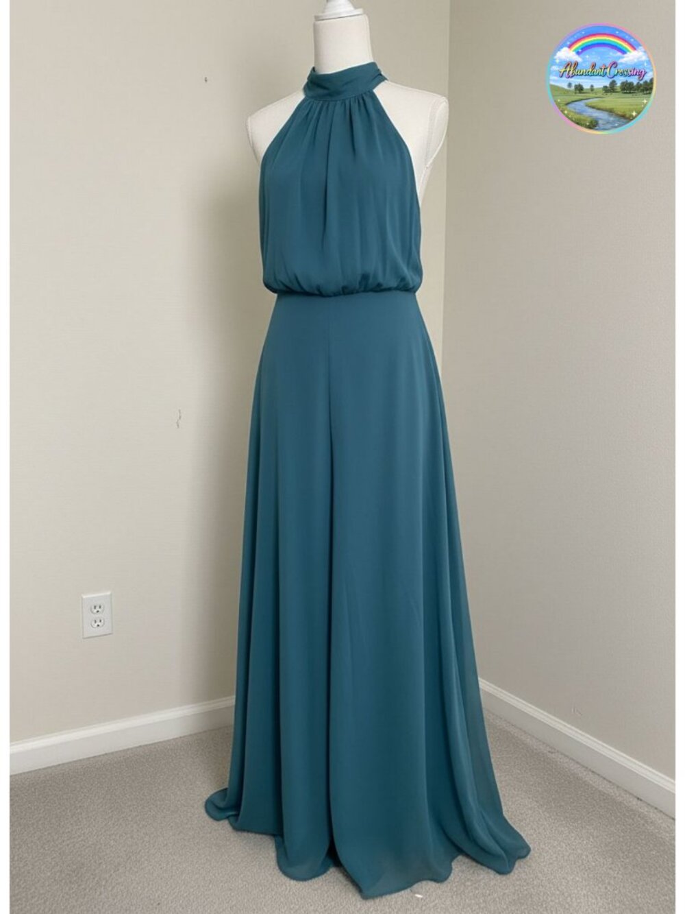 Chiffon Halter Neck Jumpsuit Wide Leg One Piece Outfit Sleeveless